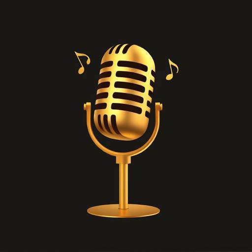 Logo van Zangstudio De Gouden Stem, een gouden microfoon met een muzieknoot